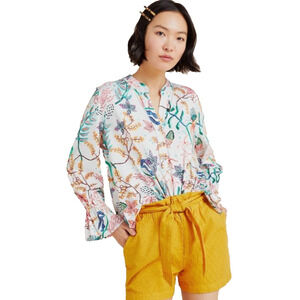 Aldomartins Anthropologie Floral Tropical Vacation Brunch Blouse XS MSRP $148